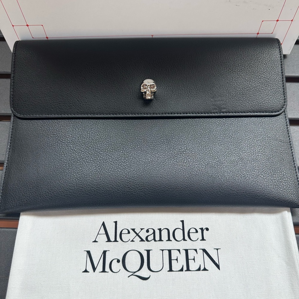 Alexander McQueen Black Skull Envelope Clutch Bag